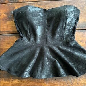 bebe Black Strapless Peplum Top